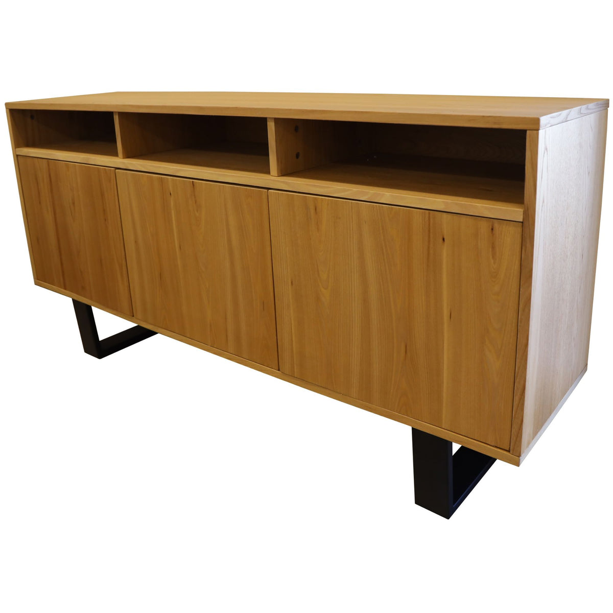 Petunia Buffet Table 160cm 3 Door 3 Niche Elm Timber Wood Metal Leg